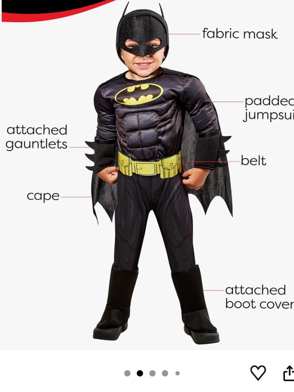 Rubie's Black and Yellow Batman Muscle Chest Costume with Cape